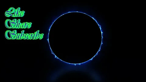 Neon energy ring background loop with like share subscribe animation, 4k Видео 337323767