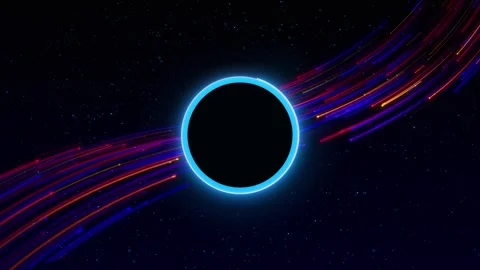 Neon Energy Ring with Colorful Streaming Light Trails Stock Footage 341379699