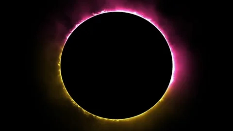 Neon Energy Ring Eclipse Loop with Yellow and Pink Smoke Видео 337324261