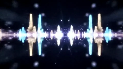 Neon Energy Tunnel with Pulsing Waveforms and Abstract Visualizer Particles Stock Footage 333632483