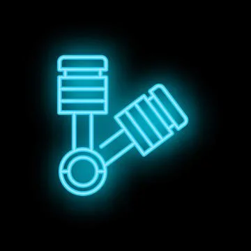 Neon engine piston glowing on dark background Stock Illustration