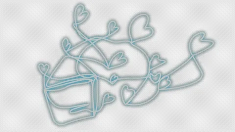Neon envelope with flying hearts. Stock Footage 174909773