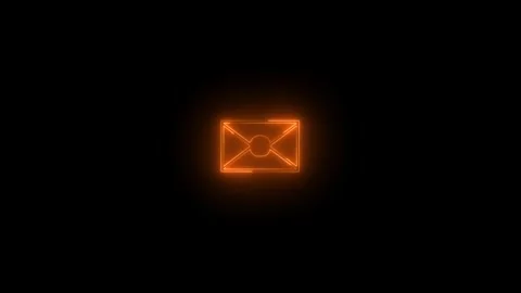 Neon envelope icon glowing black background animation Видео 289468405
