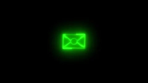 Neon envelope icon glowing black background animation Vídeo Stock 289468415