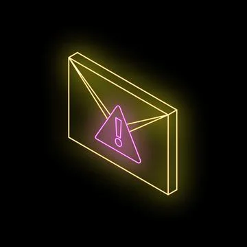 Neon envelope icon showing warning or important message Stock Illustration