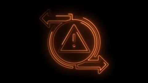 Neon error triangle with rotating arrows illustrating an endless loop and s.. Stock Footage 309911804