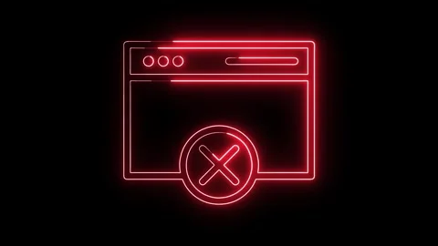 Neon error window animation on black background concept of failure and warn.. Stock Footage 308193060