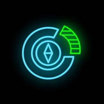 Neon ethereum loading circle on black background Stock Illustration