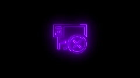 Neon ethernet error icon glowing black background animation Stock Footage 289468544