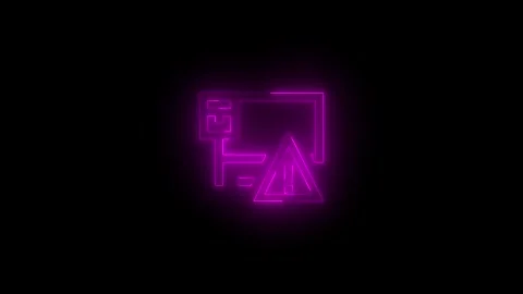 Neon ethernet warning icon glowing black background animation Stock Footage 289468599