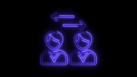 Neon exchange of ideas peer to peer knowledge transfer communication concept Stock Footage 314649388
