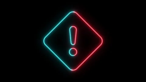 Neon Exclamation icon animation on black background. Stock Footage 297951920