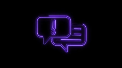 Neon exclamation mark chat bubbles showing alert notification message on bl.. Stock Footage 309914619