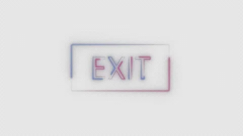Neon "Exit" sign with flicker on a transparent background. Video stock 257544347