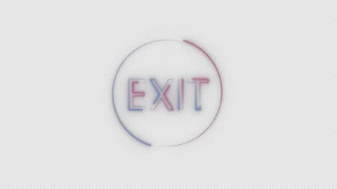 Neon "Exit" sign with flicker on a transparent background. Stock Footage 257544436