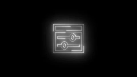 Neon exploit protection icon glowing black background animation Stock Footage 289468718