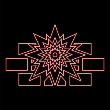 Neon explosion brick wall red color vector illustration image flat style Illustrazione stock