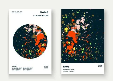Neon explosion paint splatter artistic cover frame design. Decorative colorfu Stock Illustration
