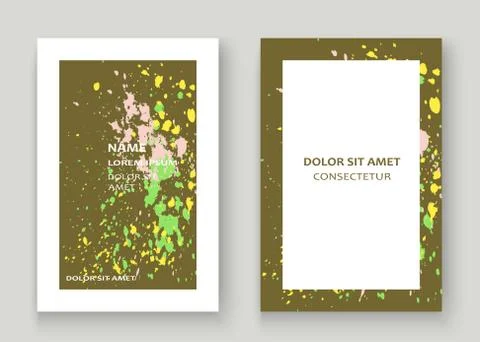 Neon explosion paint splatter artistic cover frame design. Decorative colorfu Stock Illustration
