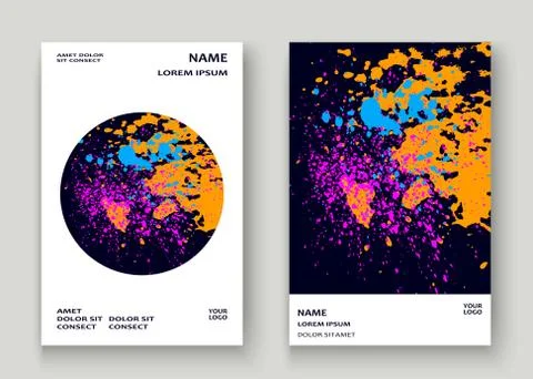 Neon explosion paint splatter artistic cover frame design. Decor Stock Illustration