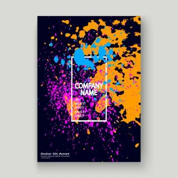 Neon explosion paint splatter artistic cover frame design. Decor Stock Illustration
