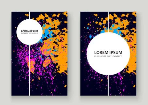 Neon explosion paint splatter artistic cover frame design. Decor Stock Illustration