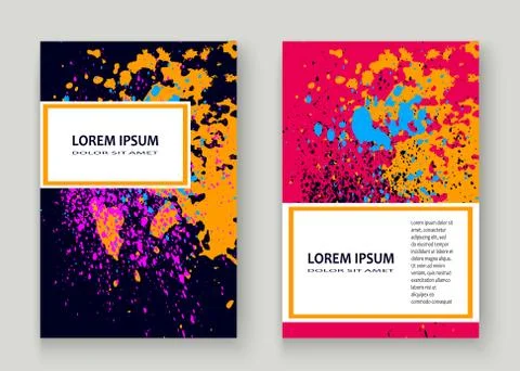 Neon explosion paint splatter artistic cover frame design. Decor Stock Illustration