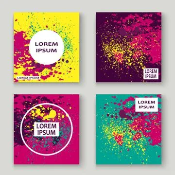 Neon explosion paint splatter artistic cover frame design. Decor Stock Illustration