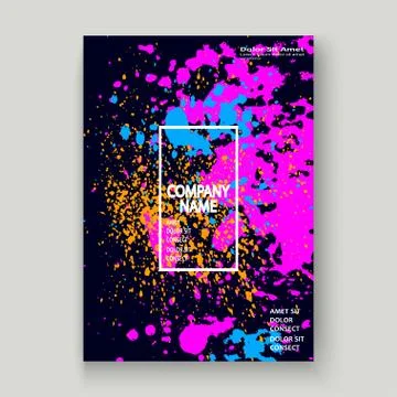 Neon explosion paint splatter artistic cover frame design. Decor Stock Illustration