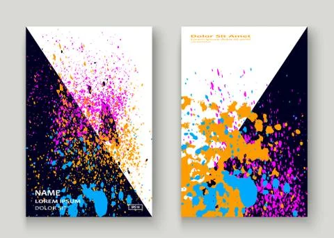 Neon explosion paint splatter artistic cover frame design. Decor Stock Illustration