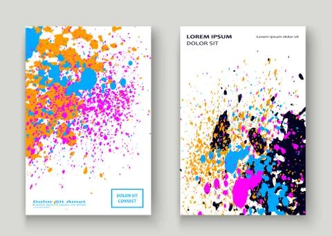 Neon explosion paint splatter artistic cover frame design. Decor イラスト素材