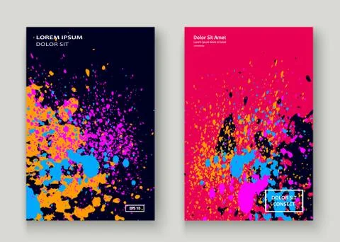 Neon explosion paint splatter artistic cover frame design. Decor Stock Illustration