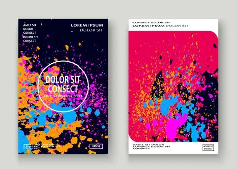 Neon explosion paint splatter artistic cover frame design. Decor Stock Illustration