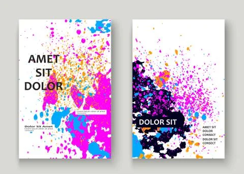 Neon explosion paint splatter artistic cover frame design. Decor Stock Illustration
