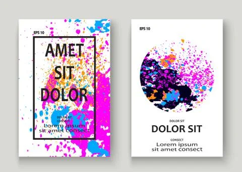 Neon explosion paint splatter artistic cover frame design. Decor Stock Illustration