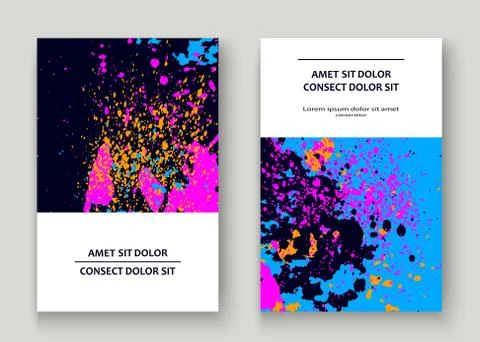 Neon explosion paint splatter artistic cover frame design. Decor イラスト素材