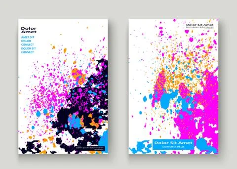 Neon explosion paint splatter artistic cover frame design. Decor イラスト素材
