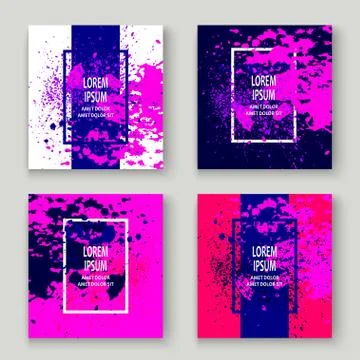 Neon explosion paint splatter artistic cover frame design. Decor イラスト素材