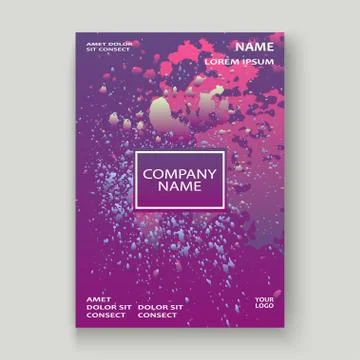 Neon explosion paint splatter artistic cover design. Fluid viole Stock Illustration