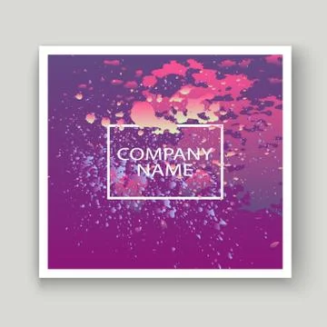 Neon explosion paint splatter artistic cover design. Fluid viole Stock Illustration