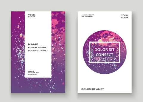 Neon explosion paint splatter artistic cover design. Fluid viole Stock Illustration