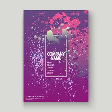 Neon explosion paint splatter artistic cover design. Fluid viole Stock Illustration