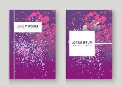 Neon explosion paint splatter artistic cover design. Fluid viole Stock Illustration