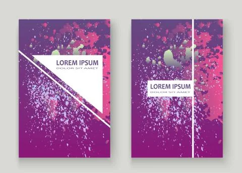 Neon explosion paint splatter artistic cover design. Fluid viole Stock Illustration