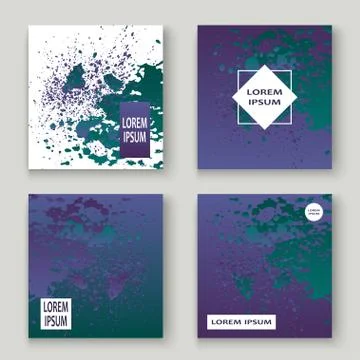 Neon explosion paint splatter artistic cover design. Fluid viole Stock Illustration