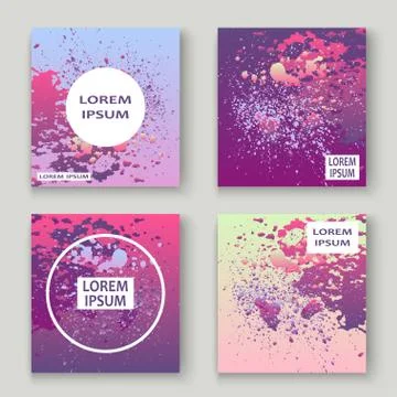 Neon explosion paint splatter artistic cover design. Fluid viole イラスト素材