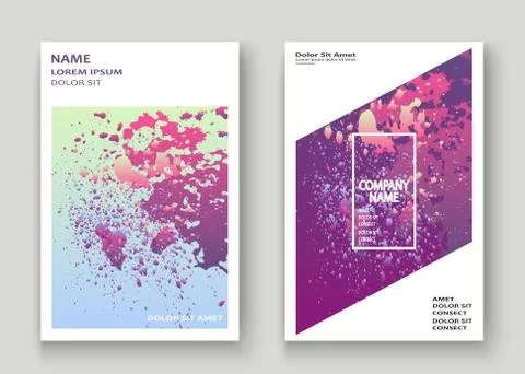 Neon explosion paint splatter artistic cover design. Fluid viole Stock Illustration