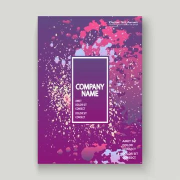 Neon explosion paint splatter artistic cover design. Fluid viole イラスト素材