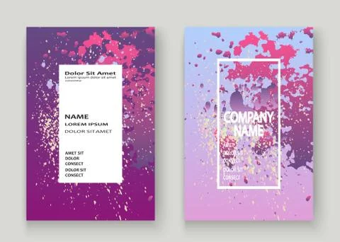 Neon explosion paint splatter artistic cover design. Fluid viole Stock Illustration