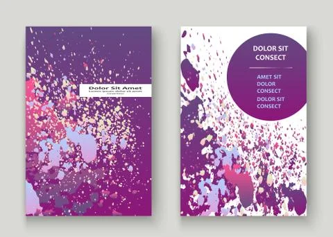 Neon explosion paint splatter artistic cover design. Fluid viole Stock Illustration